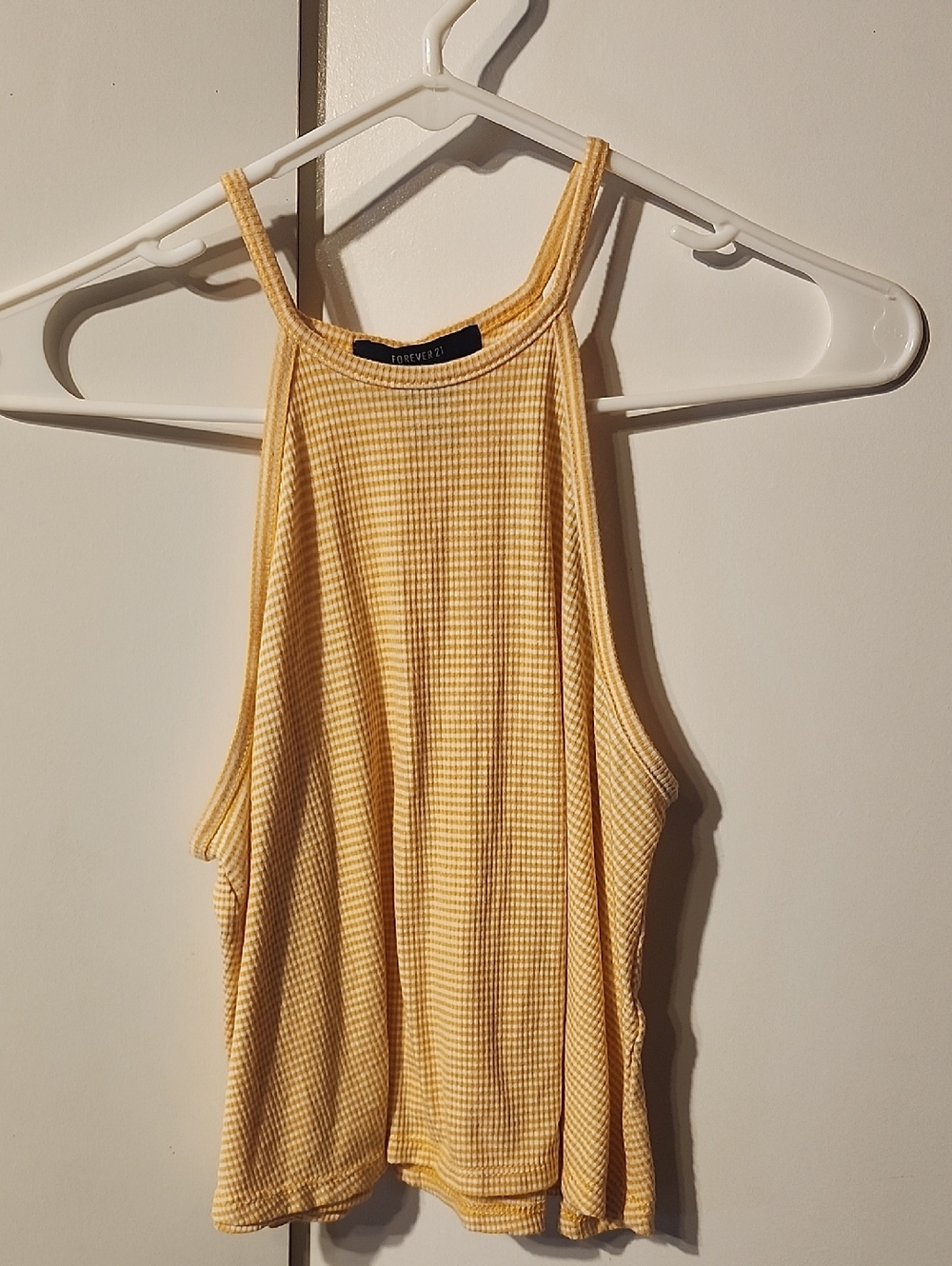 Forever 21 Yellow Striped High-Neck Tank